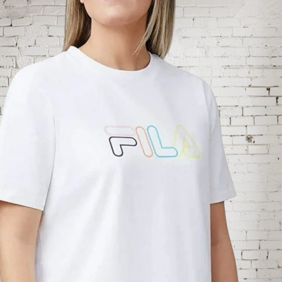 Fila Logo Tee | White Crewneck | Short Sleeve | XS | NWT | Sporty-Clean Classic - Picture 2 of 3